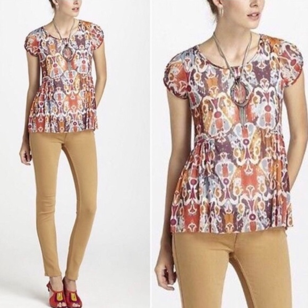 Anthro Weston Wear Sprouted Peplum Top
